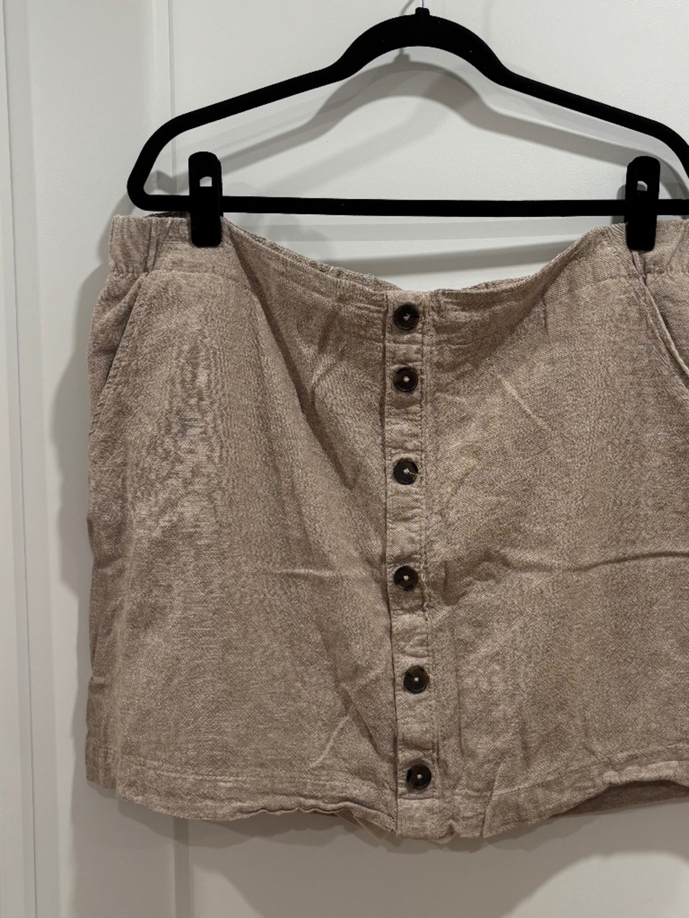 Reitmans Linen Blend Faux Button Front Skort Pockets Oatmeal Beige